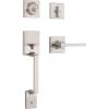 imageKwikset Amador Front Door Lock Handle and Deadbolt Set Entry Handleset Exterior with Casey Reversible Lever Matte Black Pick Resistant SmartKey Rekey Deadbolt Security with Microban ProtectionSatin Nickel
