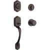 imageKwikset Belleview Front Door Lock Handle and Deadbolt Set Entry Handleset Exterior with Interior Door Knob Satin Nickel Pick Resistant SmartKey Rekey Deadbolt SecurityBrown
