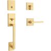imageKwikset San Clemente Front Door Lock Handle and Deadbolt Set Entry Handleset Exterior with Interior Reversible Lever Matte Black Pick Resistant SmartKey Rekey Deadbolt SecuritySatin Brass