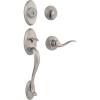 imageKwikset Shelburne Front Door Lock Handle and Deadbolt Set Entry Handleset Exterior with Interior Reversible Lever Satin Nickel Pick Resistant SmartKey Rekey Deadbolt Security
