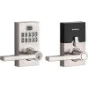 imageKwikset SmartCode 917 Keypad Keyless Entry Residential Electronic Lever Lock Deadbolt Alternative with Halifax Door Handle SmartKey Security Matte Black ContemporarySatin Nickel