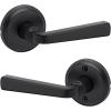 imageKwikset Trafford Interior Passage Door Handle Lever for Closet and Hallway Doors Reversible NonLocking Handle Lever Matte Black with Microban ProtectionMatte Black