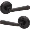 imageKwikset Trafford Interior Passage Door Handle Lever for Closet and Hallway Doors Reversible NonLocking Handle Lever Matte Black with Microban ProtectionVenetian Bronze