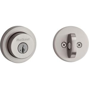 imageKwikset 158 Milan Deadbolt Lock Satin Nickel Round Exterior Keyed Front Entry Door Pick Resistant SmartKey Rekey Security Single Cylinder Dead Bolt with Microban ProtectionSatin Nickel
