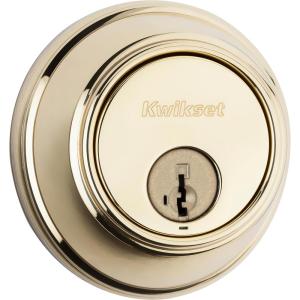 imageKwikset 816 Key Control Deadbolt Lock Satin Nickel Round Exterior Keyed Front Entry Door Pick Resistant SmartKey Rekey Security Single Cylinder Dead Bolt with Microban ProtectionPolished Brass