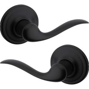 imageKwikset 991 Tustin Entry Lever and Single Cylinder Deadbolt Combo Pack featuring SmartKey in Venetian Bronze 99910041Matte Black