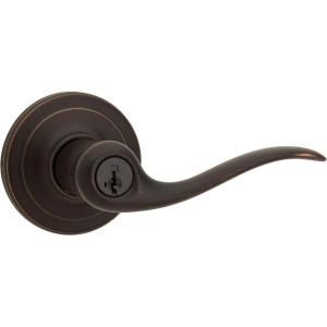 imageKwikset 991 Tustin Entry Lever and Single Cylinder Deadbolt Combo Pack featuring SmartKey in Venetian Bronze 99910041Venetian Bronze