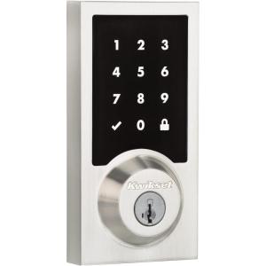 imageKwikset 99160016 SmartCode 916 Modern Contemporary Touchscreen Smart Lock Deadbolt featuring SmartKey Security and ZWave Plus Satin Nickel