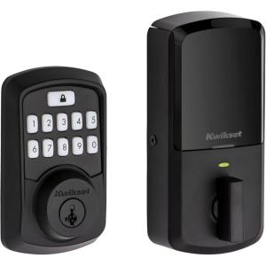 imageKwikset 99420001 Aura Bluetooth Programmable Keypad Door Lock Deadbolt Featuring SmartKey Security Satin NickelMatte Black