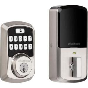 imageKwikset 99420003 Aura Bluetooth Programmable Keypad Door Lock Deadbolt Featuring SmartKey Security Iron BlackSatin Nickel
