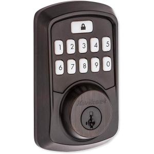 imageKwikset 99420003 Aura Bluetooth Programmable Keypad Door Lock Deadbolt Featuring SmartKey Security Iron BlackVenetian Bronze