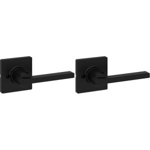 imageKwikset Casey Dummy Door Handle 2 Pack Single Sided Lever for Closets French Double Doors and Pantry Matte Black NonTurning Reversible Interior PushPull Lever with Microban Protection