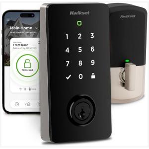 imageKwikset Halo Select Smart Lock Keyless Entry Door Lock WiFi and Matter Enabled Deadbolt No Hub Needed Geofence AutoUnlock Grade AAA Certified Easy Install Matte Black Lifetime Finish WarrantySatin Nickel