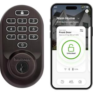 imageKwikset Halo WiFi Smart Lock Keyless Entry Door Deadbolt Geofence AutoUnlock Grade AAA Certified No Hub Easy Install Satin Nickel Lifetime Finish Warranty Backlit KeypadVenetian Bronze