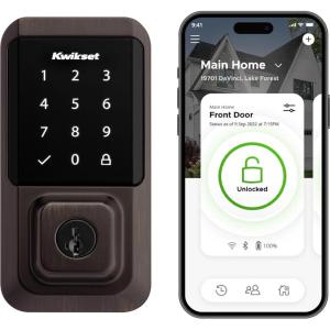 imageKwikset Halo WiFi Smart Lock Keyless Entry Door Deadbolt Geofence AutoUnlock Grade AAA Certified No Hub Easy Install Satin Nickel Lifetime Finish Warranty TouchscreenVenetian Bronze