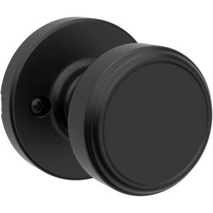 imageKwikset Maven Entry Door Knob with Lock and Key Secure Keyed Handle Exterior Front Entrance and Bedroom Matte Black Pick Resistant SmartKey Rekey Security and MicrobanMatte Black