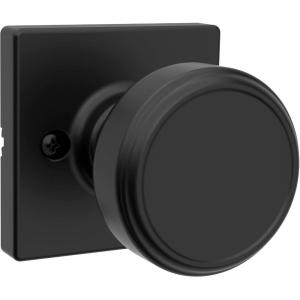 imageKwikset Maven Interior Passage Door Knob Square Handle for Closet and Hallway Doors NonLocking Doorknob in Matte Black with Microban ProtectionMatte Black