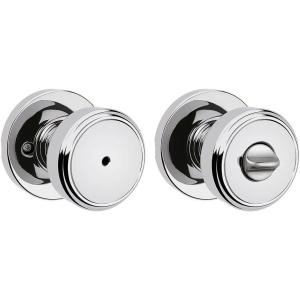 imageKwikset Maven Interior Privacy Door Knob with Lock Round Door Handle for Bathroom and Bedroom Polished Chrome Keyless Turn Lock Doorknob with Microban ProtectionPolished Chrome