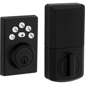 imageKwikset Powerbolt 240 5Button Keypad Satin Nickel Contemporary Electronic Deadbolt Door Lock Featuring Convenient Keyless Entry Customizable User Codes and Auto LockingMatte Black