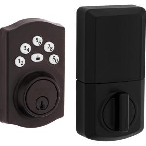 imageKwikset Powerbolt 240 5Button Keypad Satin Nickel Contemporary Electronic Deadbolt Door Lock Featuring Convenient Keyless Entry Customizable User Codes and Auto LockingVenetian Bronze