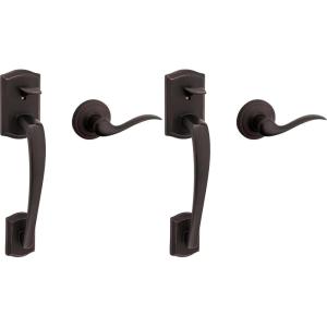 imageKwikset Prescott Front Door Handle No Lock Entry Handleset Exterior with Interior Reversible Handed Lever NonLocking Venetian Bronze Deadbolt Not Included with Microban ProtectionVenetian Bronze