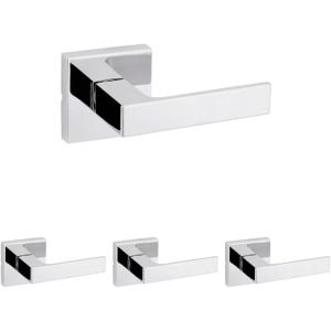 imageKwikset Singapore Interior Privacy Door Handle with Lock Door Lever for Bathroom and Bedroom Matte Black Reversible Keyless Turn Lock with Microban Protection Pack of 4Polished Chrome