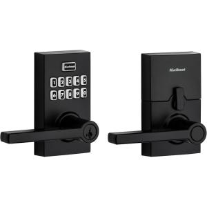 imageKwikset SmartCode 917 Keypad Keyless Entry Traditional Residential Electronic Lever Deadbolt Alternative with Tustin Door Handle and SmartKey Security Satin NickelMatte Black