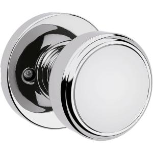 imageKwikset Maven Dummy Door Knob Single Sided Handle for Closets French Double Doors and Pantry Polished Chrome NonTurning Round Interior PushPull Door Knob with Microban Protection