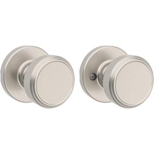 imageKwikset Maven Interior Passage Door Knob Handle for Closet and Hallway Doors Round NonLocking Doorknob in Satin Nickel with Microban Protection