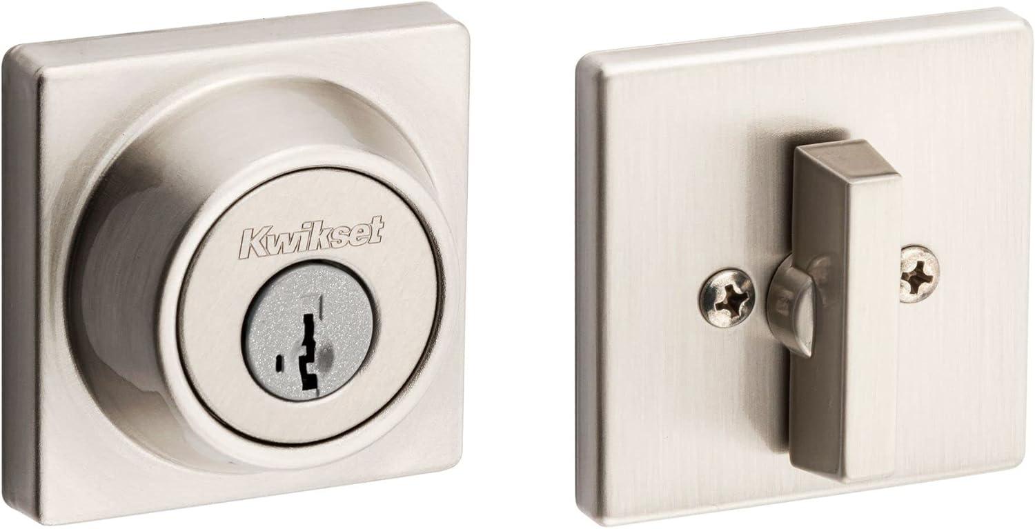 imageKwikset 660 Deadbolt Deadbolt Lock Polished Brass Round Exterior Keyed Front Entry Door Pick Resistant SmartKey Rekey Security Single Cylinder Dead BoltSatin Nickel