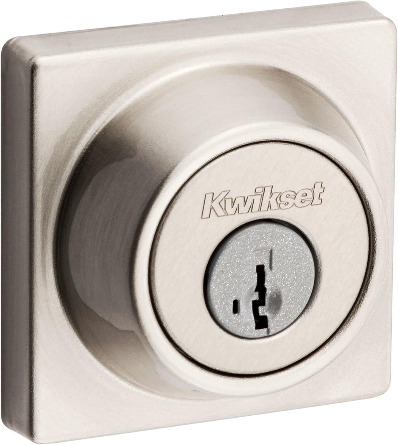 imageKwikset 660 Deadbolt Deadbolt Lock Polished Brass Round Exterior Keyed Front Entry Door Pick Resistant SmartKey Rekey Security Single Cylinder Dead BoltSatin Nickel