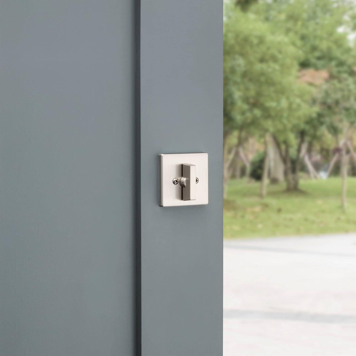 imageKwikset 660 Deadbolt Deadbolt Lock Polished Brass Round Exterior Keyed Front Entry Door Pick Resistant SmartKey Rekey Security Single Cylinder Dead BoltSatin Nickel