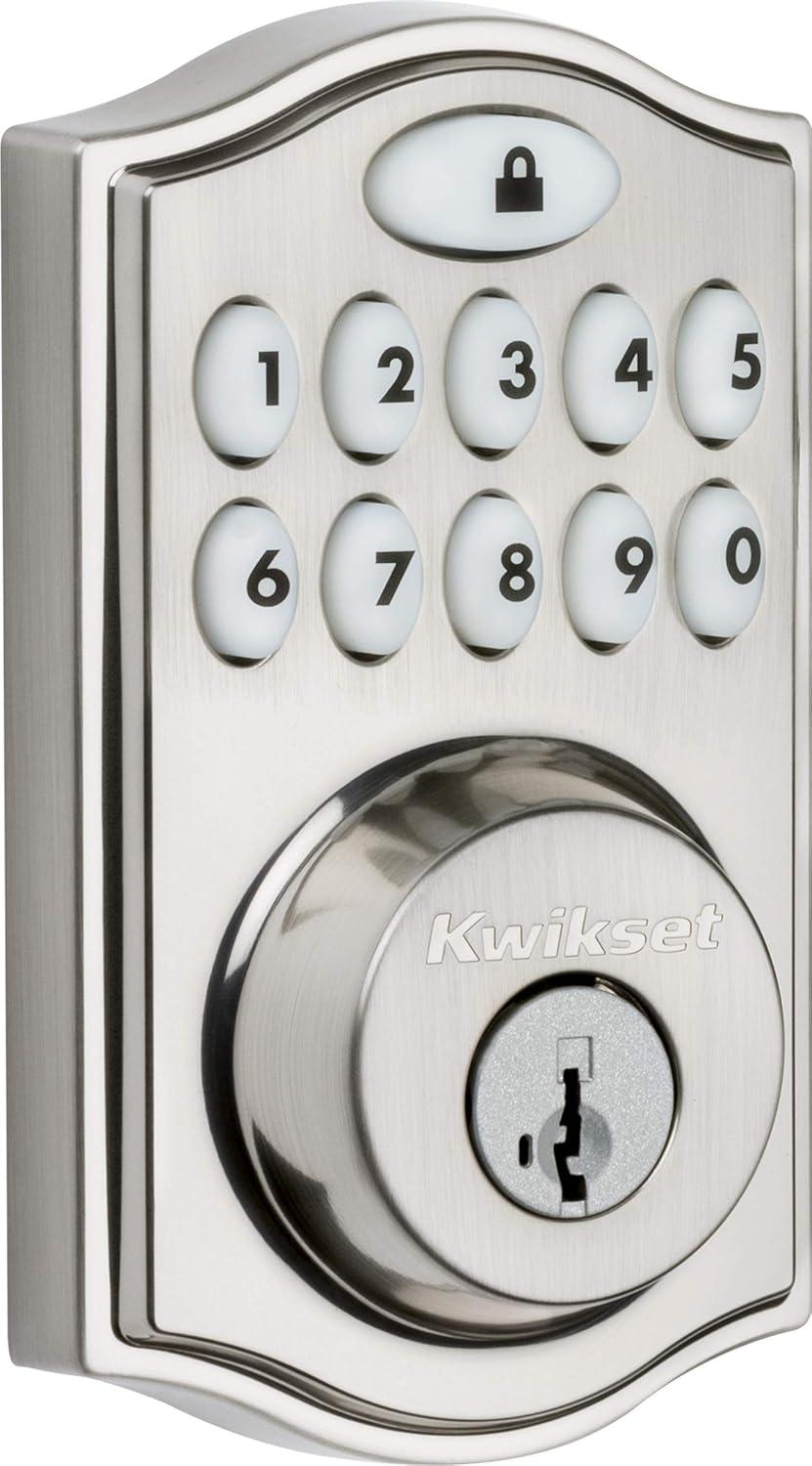 imageKwikset 914 Traditional Keypad SmartCode Electronic Deadbolt Smart Lock featuring SmartKey Security and ZigBee 30 Technology in Satin Nickel Large 914TRL ZB 30 15