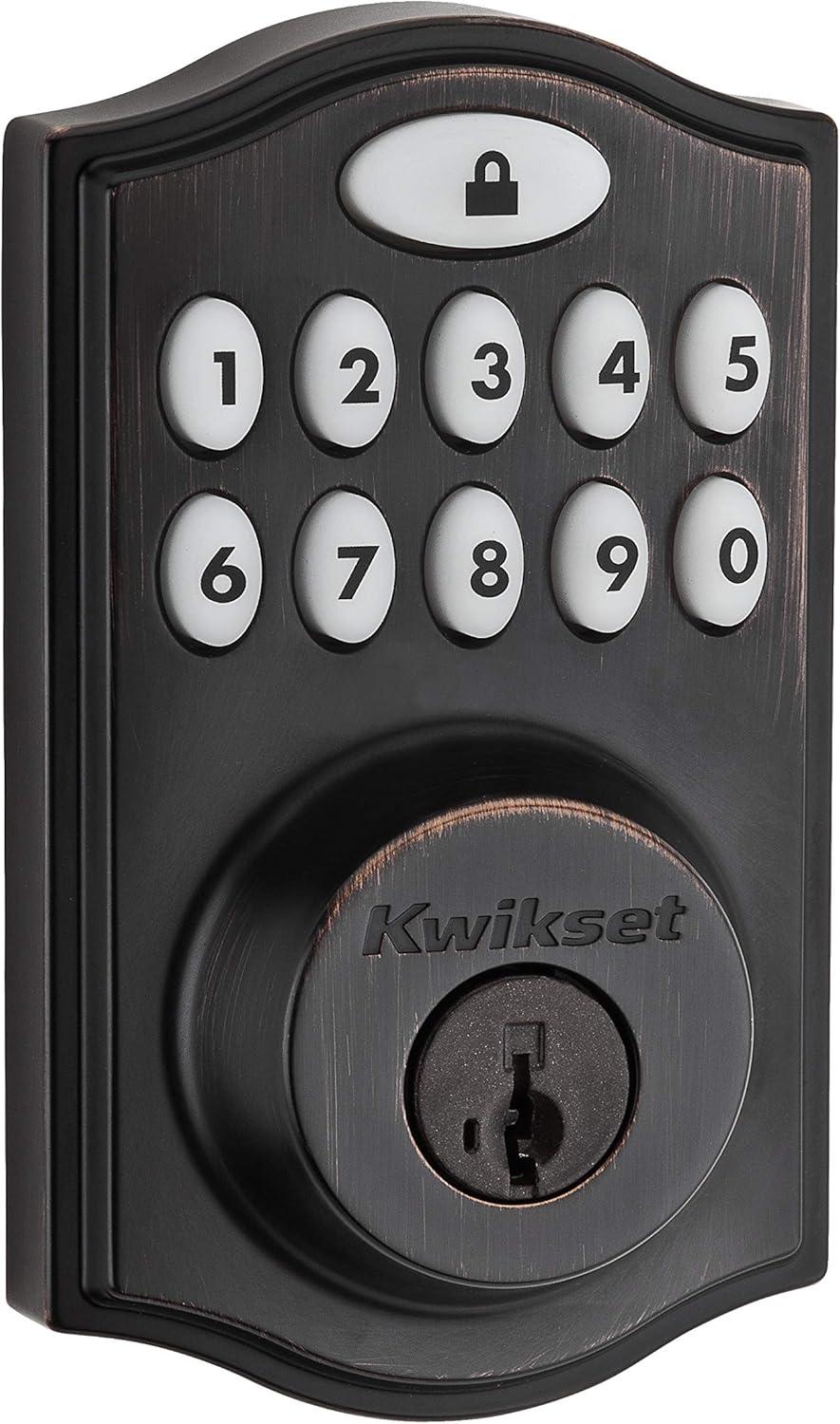 imageKwikset 914 Traditional Keypad SmartCode Electronic Deadbolt Smart Lock featuring SmartKey Security and ZigBee 30 Technology in Venetian Bronze