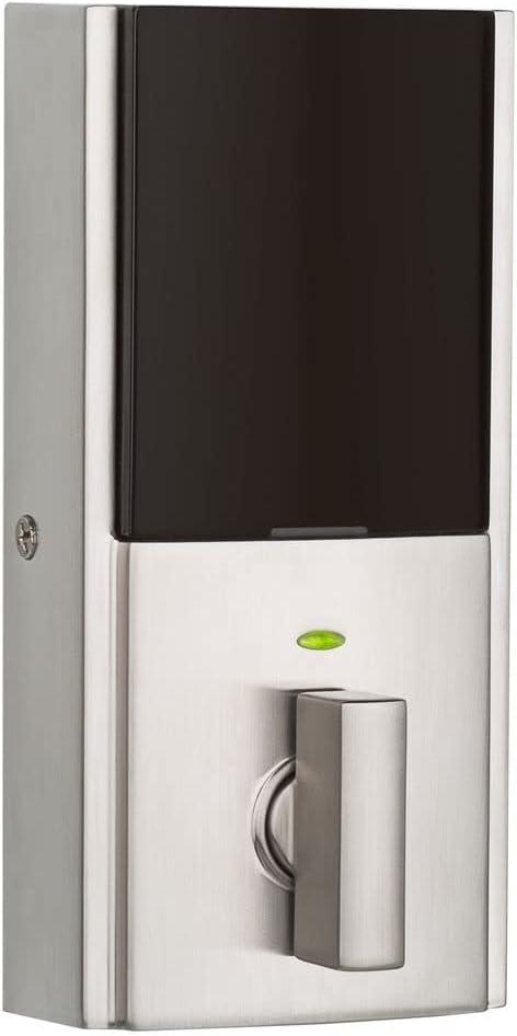 imageKwikset 916 Contemporary Touchscreen SmartCode Electronic Deadbolt Smart Lock featuring SmartKey Security and ZigBee 30 Technology in Satin Nickel