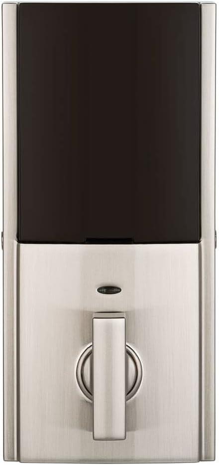 imageKwikset 916 Contemporary Touchscreen SmartCode Electronic Deadbolt Smart Lock featuring SmartKey Security and ZigBee 30 Technology in Satin Nickel