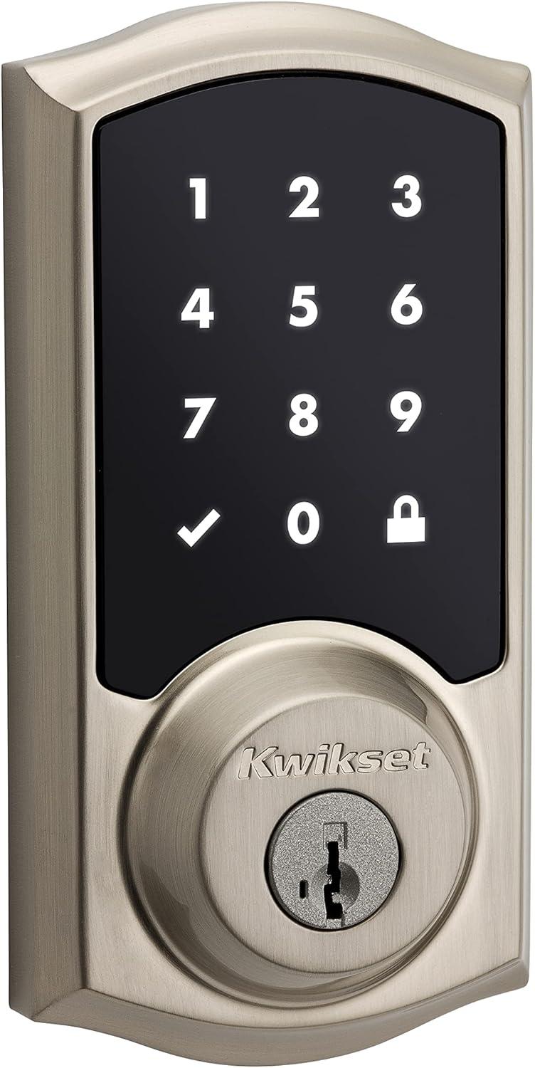 imageKwikset 916 Keyless Entry Touchscreen SmartCode Electronic Deadbolt Smart Lock featuring SmartKey Security and ZigBee 30 Technology in Traditional Satin Nickel Zigbee Hub sold seperatelySatin Nickel