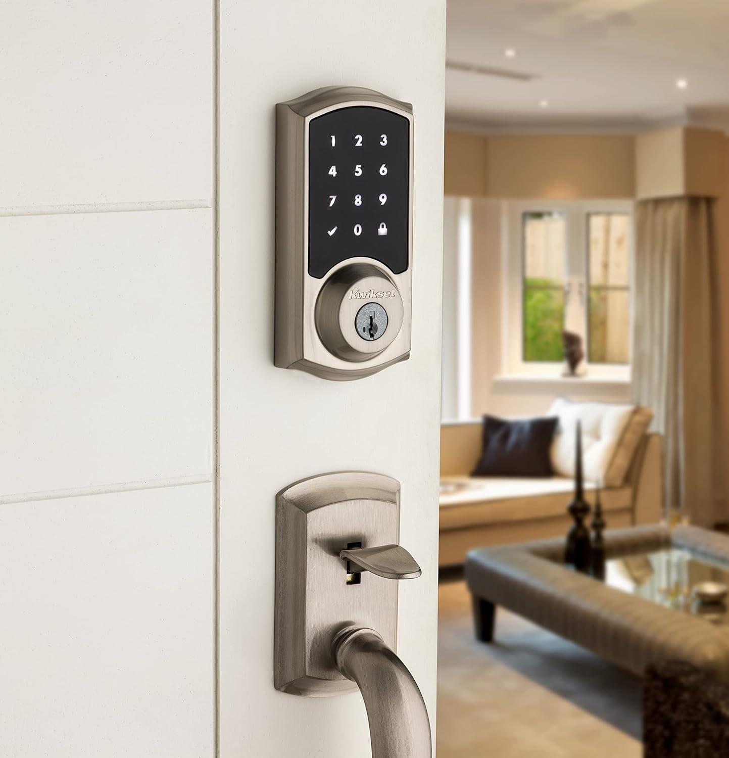 imageKwikset 916 Keyless Entry Touchscreen SmartCode Electronic Deadbolt Smart Lock featuring SmartKey Security and ZigBee 30 Technology in Traditional Satin Nickel Zigbee Hub sold seperatelySatin Nickel