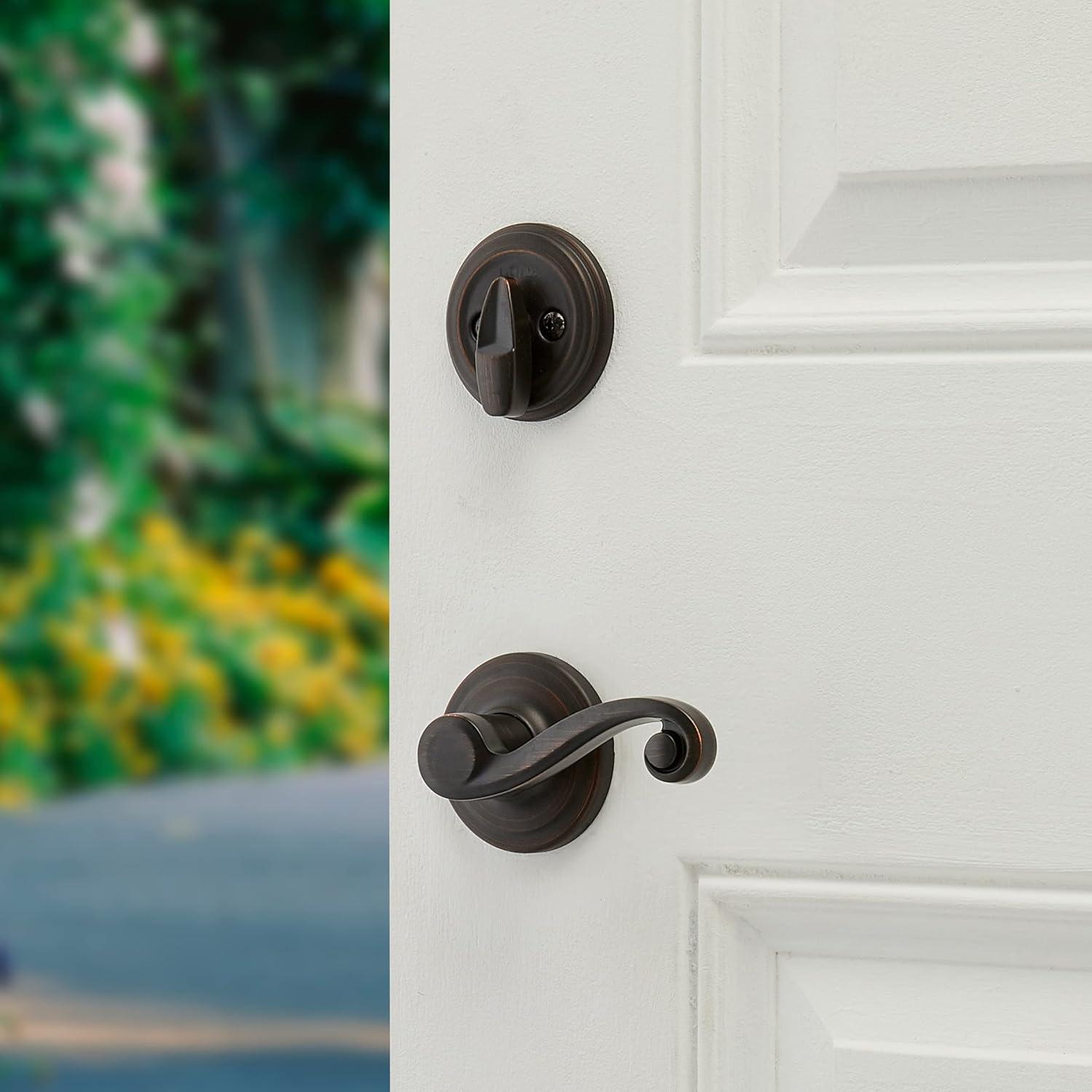 imageKwikset 98001123 Arlington Single Cylinder Handleset wLido Lever featuring SmartKey in Venetian BronzeVenetian Bronze