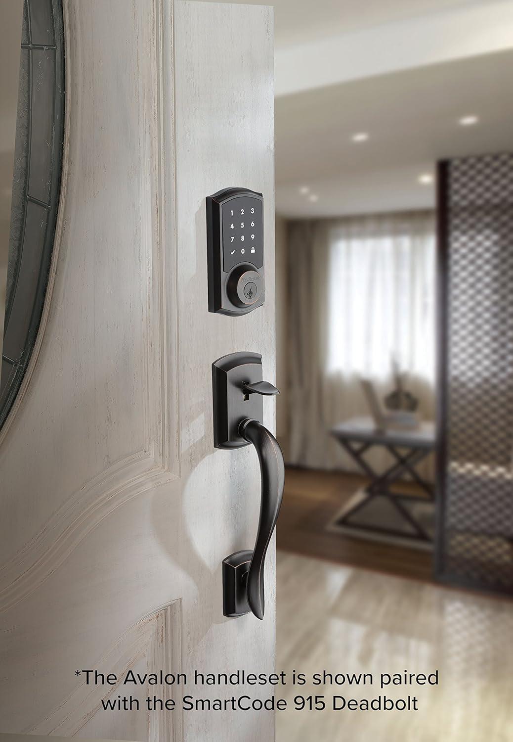 imageKwikset Avalon Front Door Handle No Lock Entry Handleset Exterior with Interior Reversible Handed Lever NonLocking Venetian Bronze Deadbolt Not Included with Microban Protection