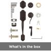 imageKwikset Arlington Front Door Lock Handle and Deadbolt Set Entry Handleset Exterior with Interior Reversible Lever Venetian Bronze Pick Resistant SmartKey Rekey Deadbolt Security Requires 2 HolesVenetian Bronze