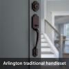 imageKwikset Arlington Front Door Lock Handle and Deadbolt Set Entry Handleset Exterior with Interior Reversible Lever Venetian Bronze Pick Resistant SmartKey Rekey Deadbolt Security Requires 2 HolesVenetian Bronze
