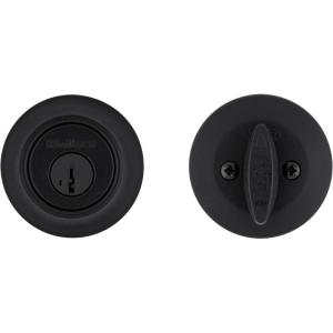 imageKwikset 660 Deadbolt Deadbolt Lock Polished Brass Round Exterior Keyed Front Entry Door Pick Resistant SmartKey Rekey Security Single Cylinder Dead BoltMatte Black