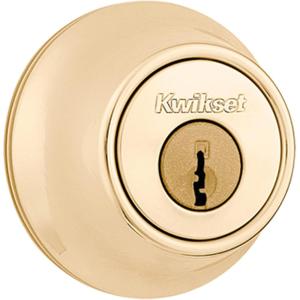 imageKwikset 660 Deadbolt Deadbolt Lock Polished Brass Round Exterior Keyed Front Entry Door Pick Resistant SmartKey Rekey Security Single Cylinder Dead BoltPolished Brass