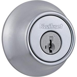 imageKwikset 660 Deadbolt Deadbolt Lock Polished Brass Round Exterior Keyed Front Entry Door Pick Resistant SmartKey Rekey Security Single Cylinder Dead BoltSatin Chrome