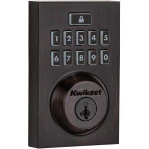 imageKwikset 914 Contemporary Keypad SmartCode Electronic Deadbolt Smart Lock featuring SmartKey Security and ZigBee 30 Technology in Venetian Bronze