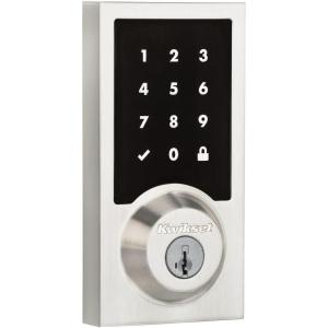imageKwikset 916 Contemporary Touchscreen SmartCode Electronic Deadbolt Smart Lock featuring SmartKey Security and ZigBee 30 Technology in Satin Nickel