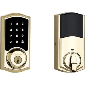 imageKwikset 916 Keyless Entry Touchscreen SmartCode Electronic Deadbolt Smart Lock featuring SmartKey Security and ZigBee 30 Technology in Traditional Polished Brass Zigbee Hub sold seperately