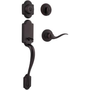 imageKwikset Arlington Front Door Lock Handle and Deadbolt Set Entry Handleset Exterior with Interior Reversible Lever Venetian Bronze Pick Resistant SmartKey Rekey Deadbolt Security Requires 2 HolesVenetian Bronze