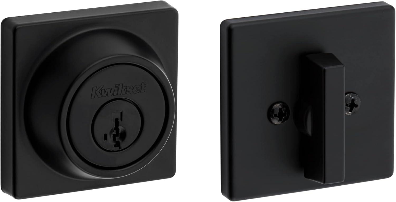 imageKwikset 660 Deadbolt Deadbolt Lock Polished Chrome Round Exterior Keyed Front Entry Door Single Cylinder Dead BoltMatte Black
